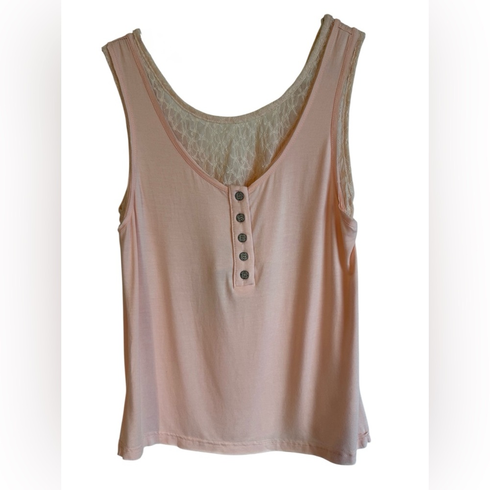 NWT POL Pink Lace-Back Buttoned Women's Sleeveless Top size Small
